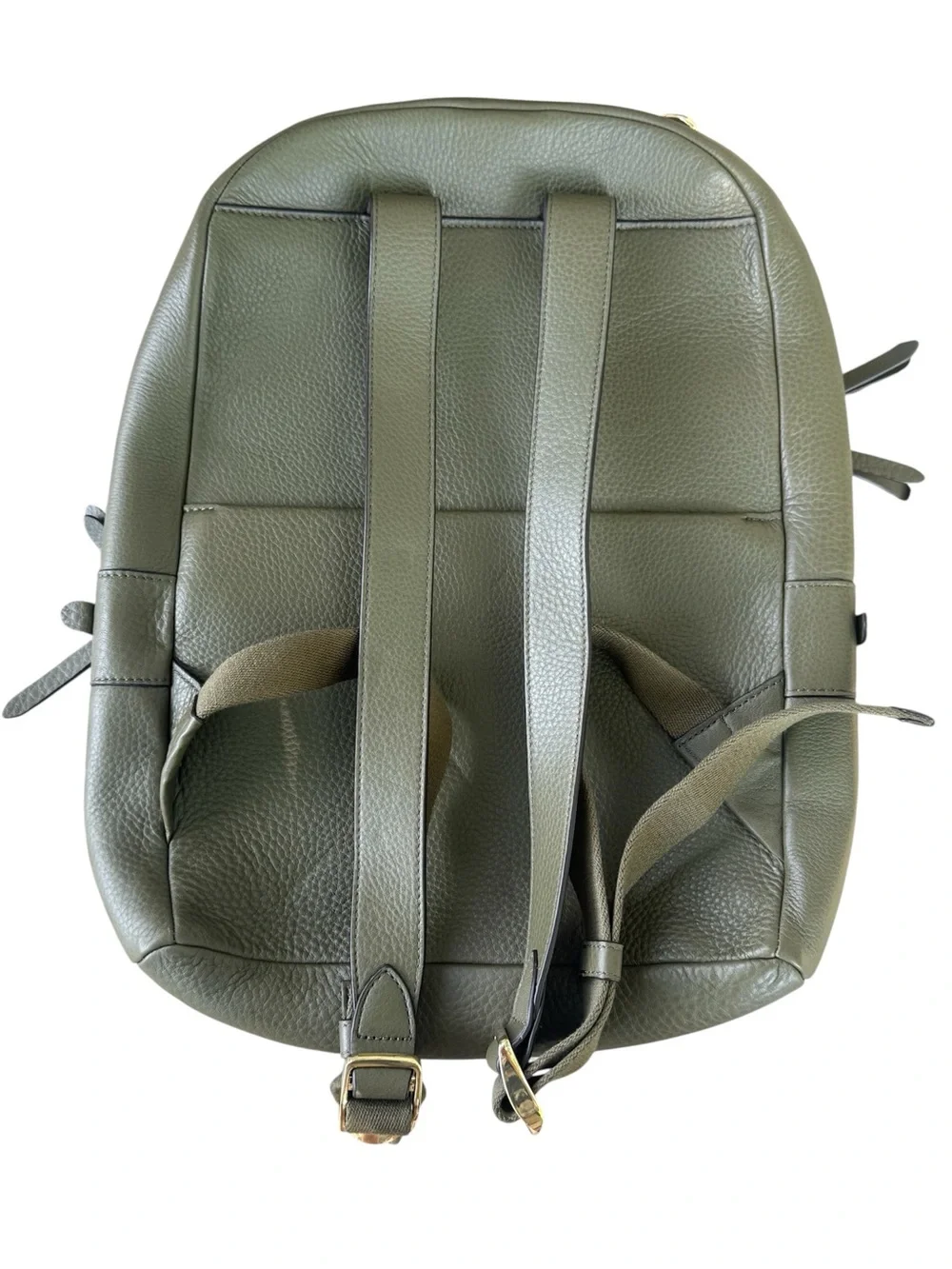 NWOT! Henri Bendel Olive Pebbled Leather Backpack with Gold Hardware